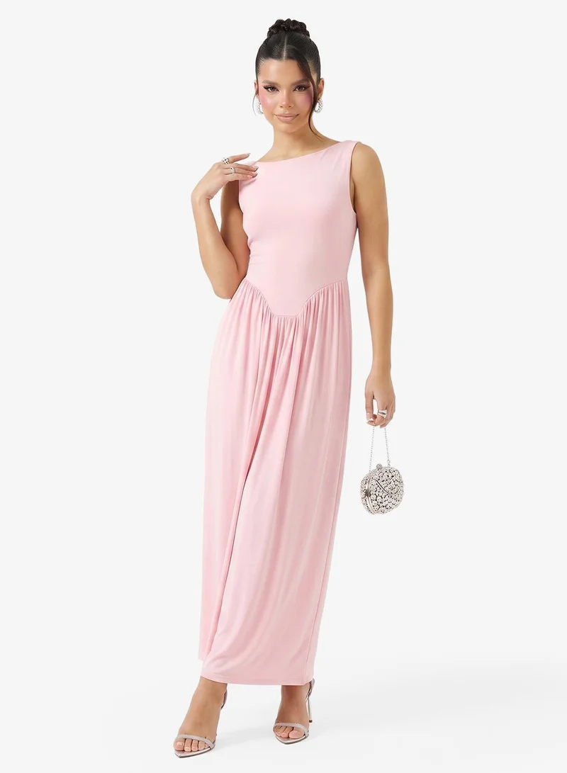 Ginger Sleeveless Drop Waist Pleat Detail Dress