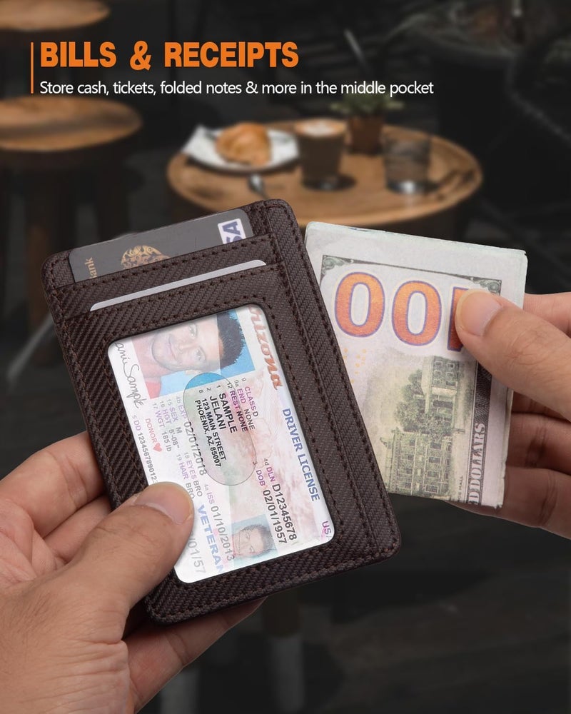 RUNBOX Slim ID Cases Minimalist Front Pocket RFID Blocking Leather Wallets for Men and Women Card Holder Wallets Gifts for men - Image 5