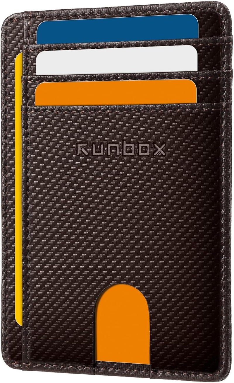 RUNBOX Slim ID Cases Minimalist Front Pocket RFID Blocking Leather Wallets for Men and Women Card Holder Wallets Gifts for men - Image 1