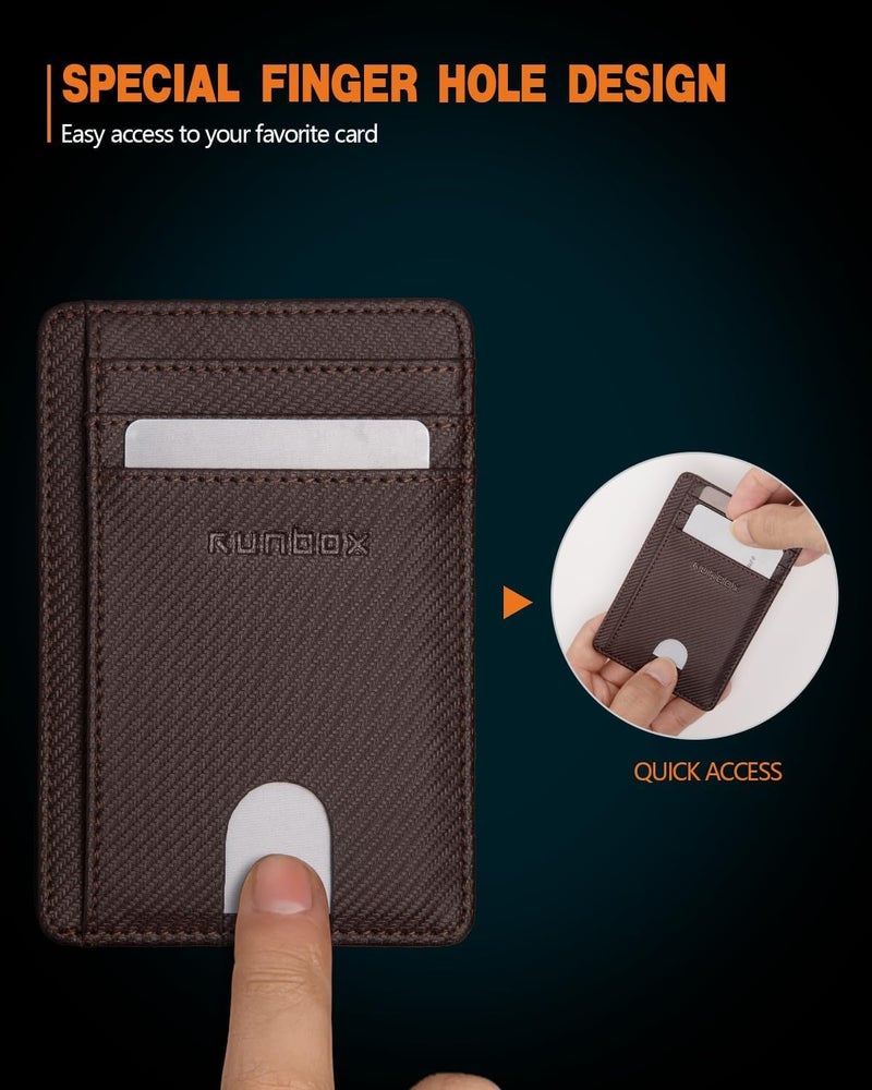 RUNBOX Slim ID Cases Minimalist Front Pocket RFID Blocking Leather Wallets for Men and Women Card Holder Wallets Gifts for men - Image 3