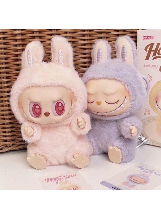 Labubu Sit Party Plush Blind Box Trendy Play Heart Macaron Cute Doll Doll Keychain Batch-Color:Generation [chestnut Cocoa]  - Image 4
