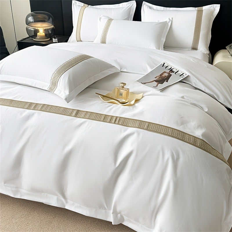 3pcs Set Duvet Cover And Pillowcase Set Down Comforter Cover Star Hotel Style Suitable for Home Travel Bedroom Hotel Multi-Purpose Quilt Cover 1 Pillowcases 2 No Pillow Core No Quilt Core Easy And Stylish Soft And Skin-Friendly Fabric Brushed Proces - Image 1