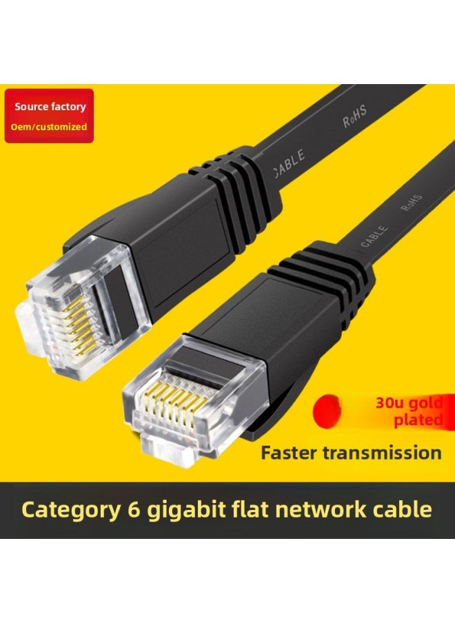 Generic [Source Factory] Category 6 Gigabit Pure Copper Network Cable Home Office High-speed Transmission Computer Broadband Cable-Color:Six Types Of Black Flat Wire [gigabit Network Cable] Pure Copper Core★Gigabit Full Speed-Line Length:5 M  - Image 2
