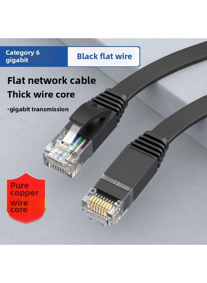 Generic [Source Factory] Category 6 Gigabit Pure Copper Network Cable Home Office High-speed Transmission Computer Broadband Cable-Color:Six Types Of Black Flat Wire [gigabit Network Cable] Pure Copper Core★Gigabit Full Speed-Line Length:5 M  - Image 1