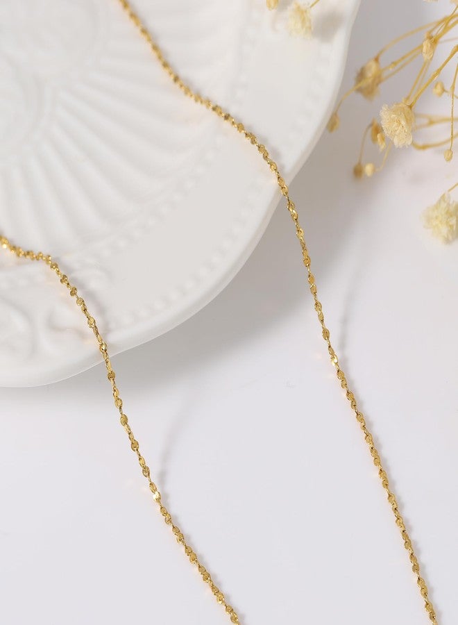 BAYLAY Gold Chain Necklace for Women -18K Gold Plated Gold Chain Necklace Waterproof Jewelry Dainty Gold Necklace Gold Chain for Women Gold Jewelry Gold Necklace for Women Gifts, 16, Stainless Steel, - Image 5