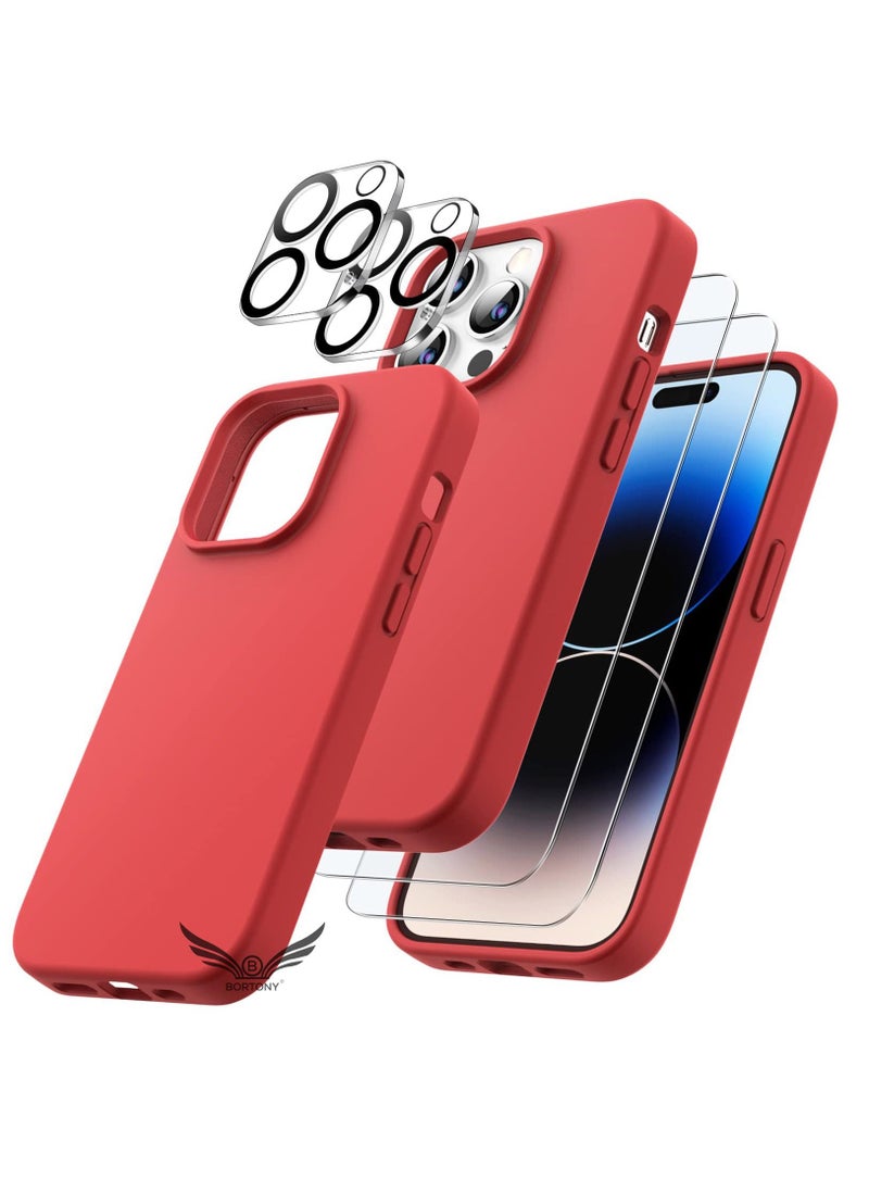 BORTONY - iPhone 15 Pro Max Cover with 2 Pack Screen Protector + 2 Pack Camera Lens Protector Liquid Silicone Full Body Protection Shockproof Drop Protection Case 6.7 inches - Image 1