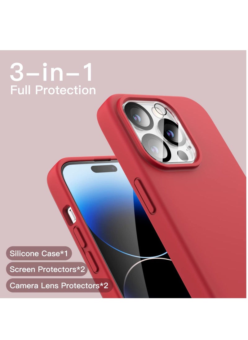 BORTONY - iPhone 15 Pro Max Cover with 2 Pack Screen Protector + 2 Pack Camera Lens Protector Liquid Silicone Full Body Protection Shockproof Drop Protection Case 6.7 inches - Image 1