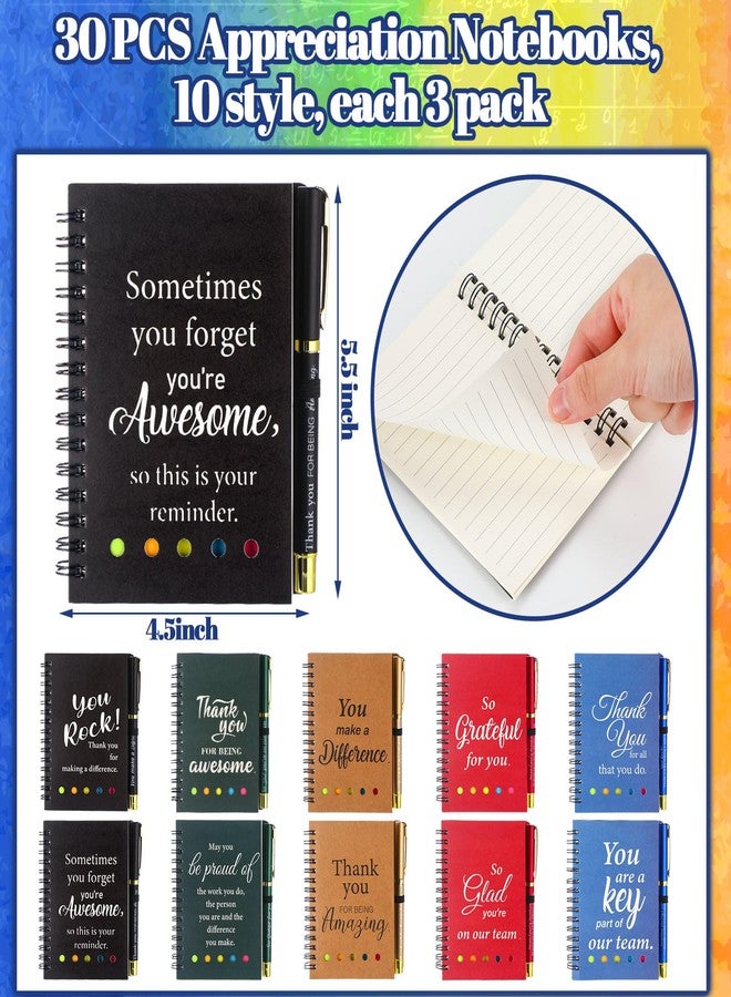 Zhanmai 30 Sets Team Gift for Employees Spiral Notebook Inspirational Leather Journals Thank You Team Gifts with Bamboo Ballpoint Pens Colored Sticky Index Tabs for Staff Coworker(Team Theme) - Image 2