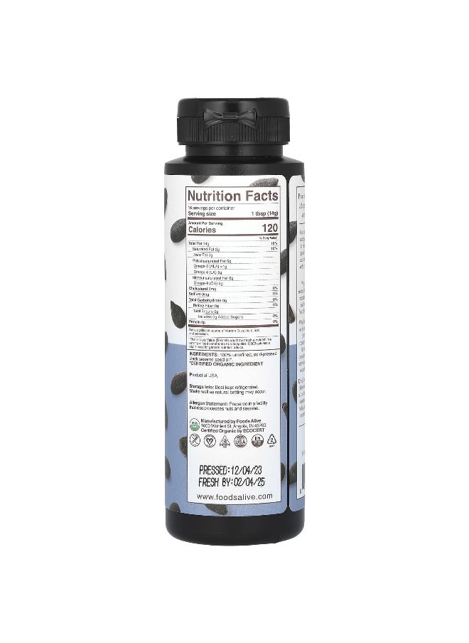 Foods Alive Foods Alive, Organic Black Sesame Oil, Artisan Cold-Pressed, 8 fl oz (236 ml)  - Image 2