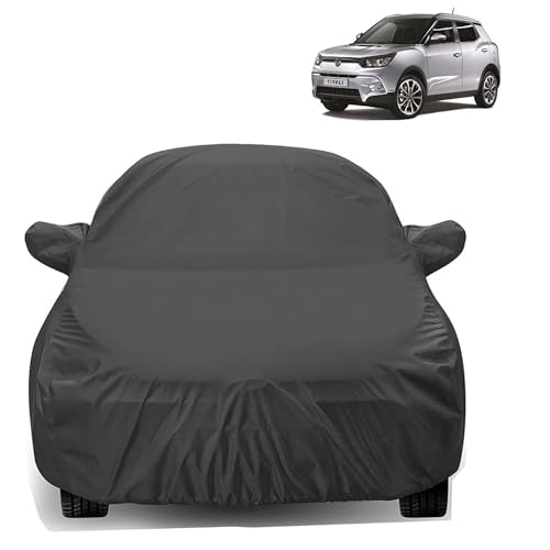 Sulfar 100% Water Resistant Car Body Cover Compatible with Mirror for SsangYong Tivoli (Triple Stitched, Full Bottom Elastic, Dark Grey) - Image 1