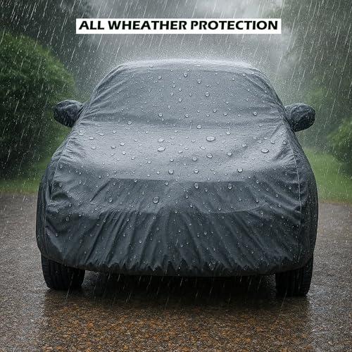 Sulfar 100% Water Resistant Car Body Cover Compatible with Mirror for SsangYong Tivoli (Triple Stitched, Full Bottom Elastic, Dark Grey) - Image 5