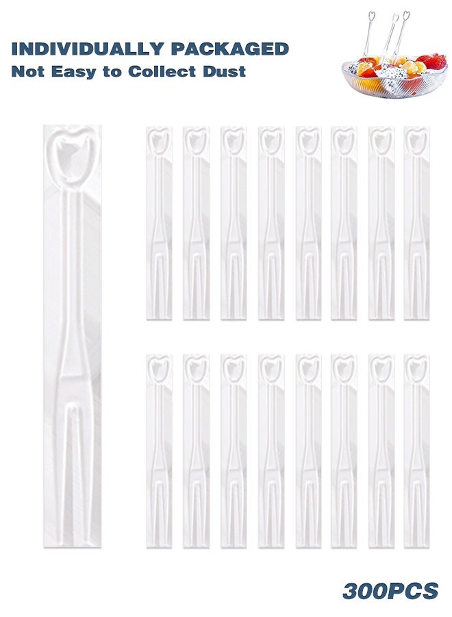 Sweet Life 300PCS Disposable Plastic Fruit Forks, Mini Cake Forks Tasting Appetizer Cocktail Forks Picks Small Dessert Food Picks Sticks - Image 1