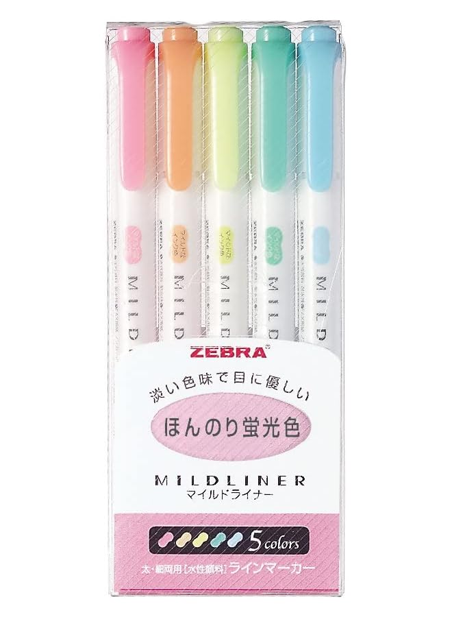 ZEBRA Mildliner Pen Pack Of 5 Colours