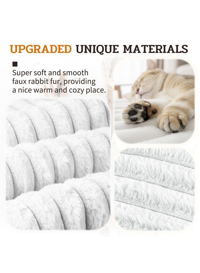 NWK Pack of 4 Fluffy Self Warming Cat Mat, Heated Cat Blanket, Thermal Dog Mat, Washable, Non-Slip Bottom for Sofa & Crate & Kennel & Car Seat (White, Small (19'' X 15'' X 0.7'')) - Image 2