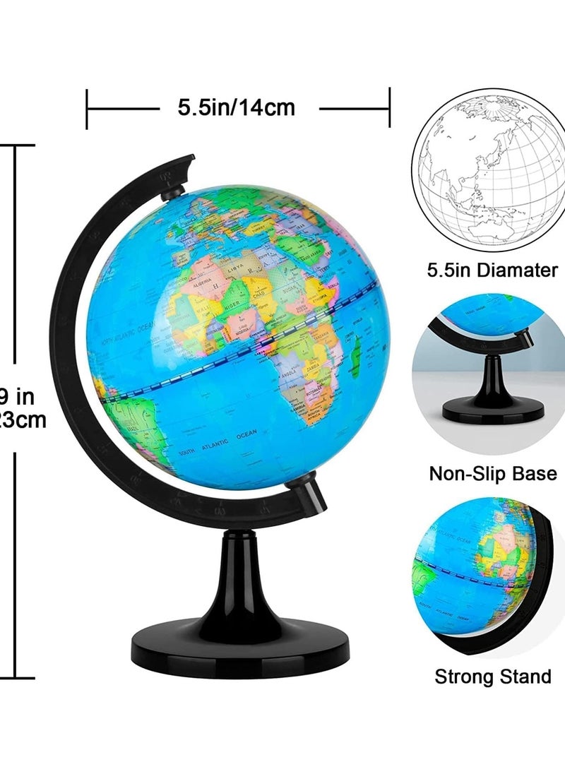 ATKET World Mini Globe For Kids Learning With Axis 14.16cm Diameter  - Image 3
