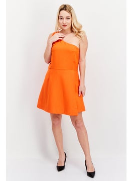 French Connection Women Solid Casual Mini Dress, Orange  - Image 4
