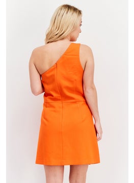 French Connection Women Solid Casual Mini Dress, Orange  - Image 3