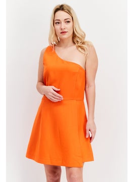 French Connection Women Solid Casual Mini Dress, Orange  - Image 1