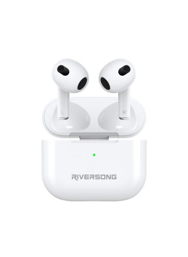 RIVERSONG Airfly L3 True Wireless Stereo Earbuds, Touch Control, Sweat Proof, White Color - Image 1