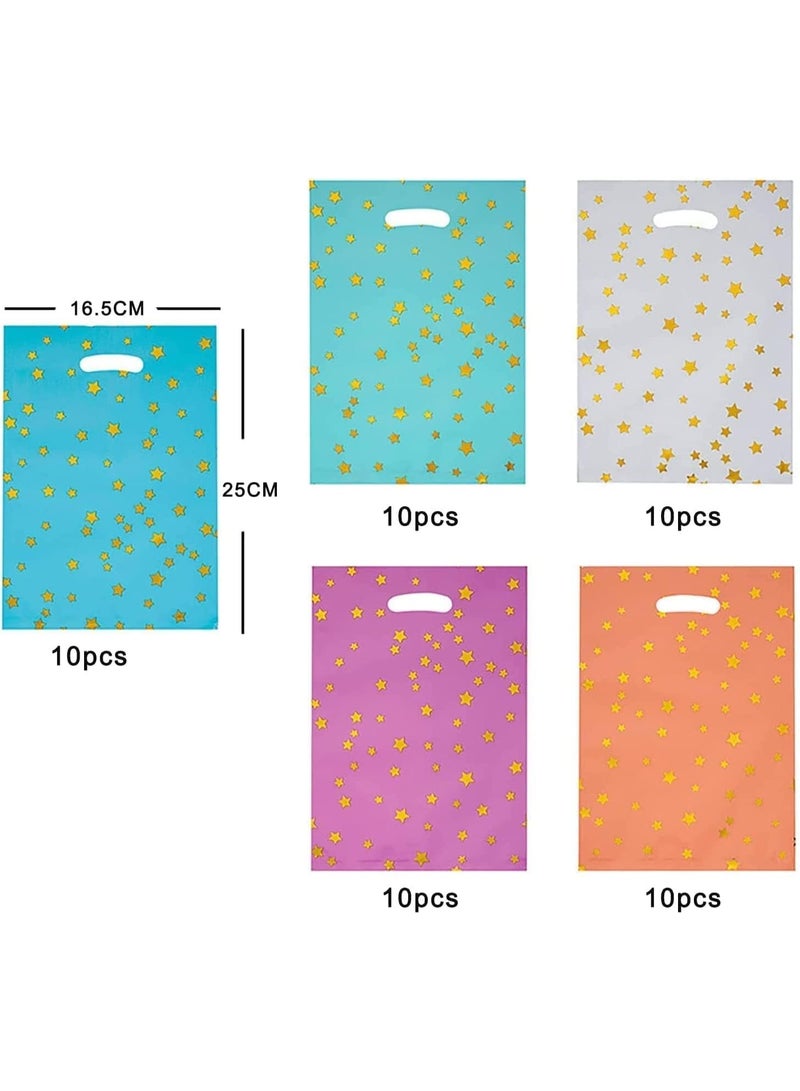 50 Pcs Kids Party Favors Bags, Birthday Goodie Candy Bags, Loot Bags for Kids Birthday Party, for Birthdays, New Years, Graduations, Anniversaries, Baby Showers, 5 Colors - Image 2