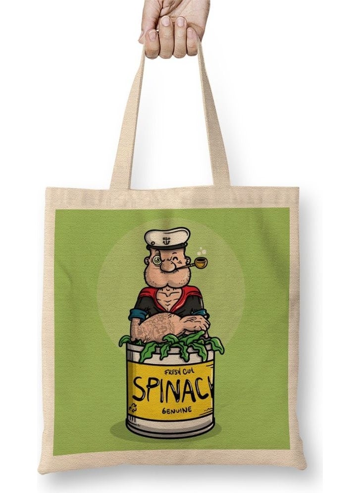Baskı Dükkanı - Print Shop Popeye Spinach Popeye Tote Bag Long Handle - Image 1