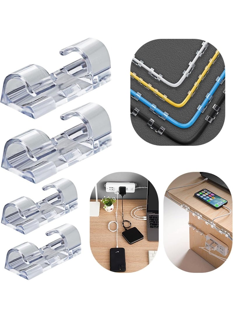 Clear Cable Clips – Self-Adhesive Wire Holder and Organizer for Wall Mounting, Perfect for Managing Charger Cords, TV Cables, Computer Wires, and USB Lines – Strong Adhesive Multi-Use Cable Organizers for Home, Office, and Car – 20 Pieces, Clear - Image 1