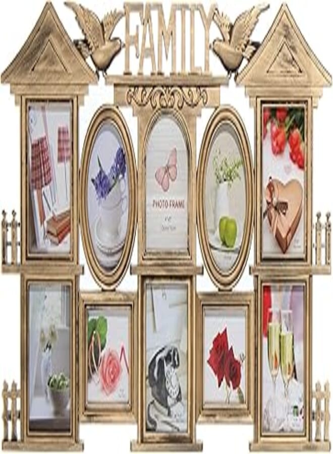El Maayergy H620-1 Photo Frame, 10 Pictures - Gold