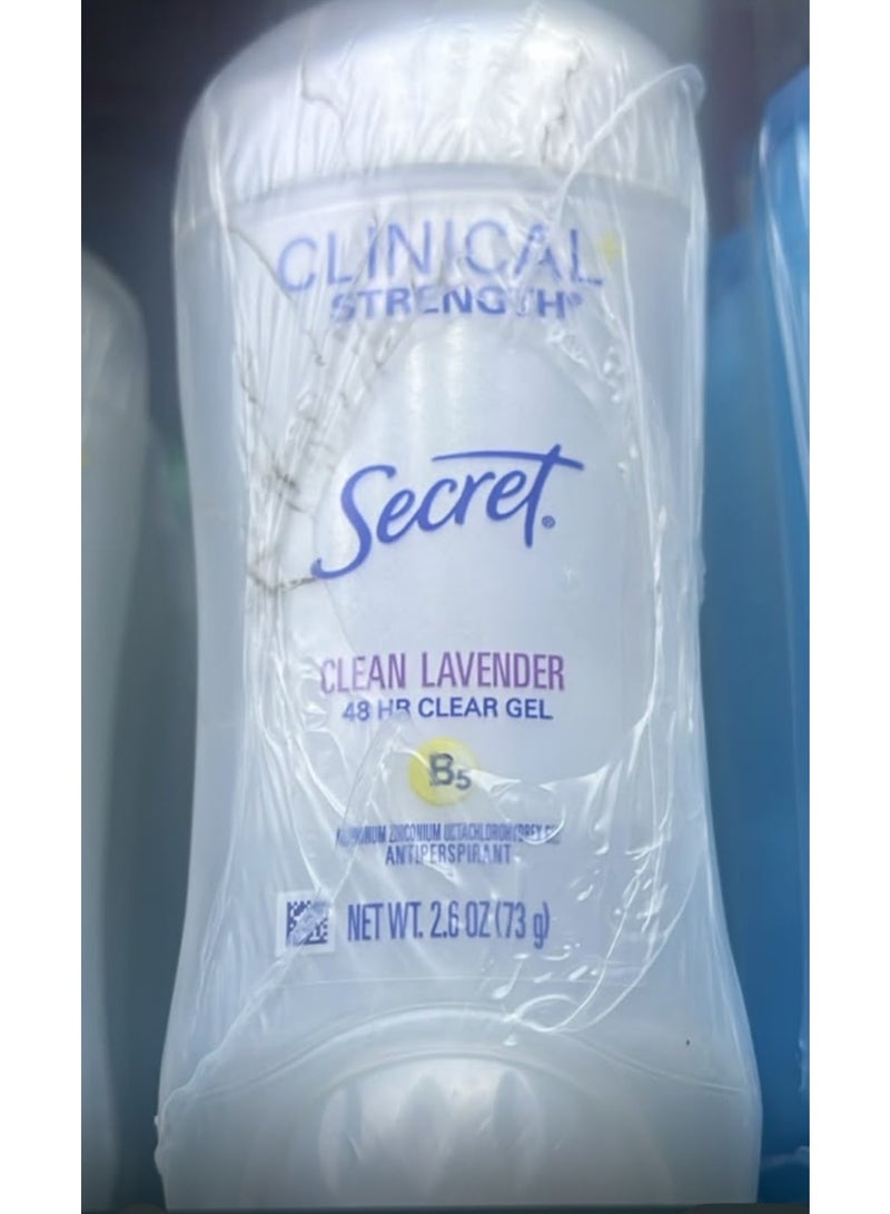 Secret Clinical Strength Clean Lavender 48 HR Clear Gel antiperspirant deodorant 73g