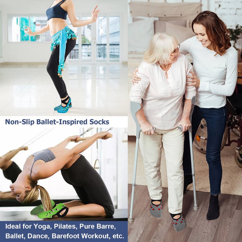 Ozaiic Pilates Socks for Women Non Slip Grip, Yoga Socks with Grippers for Barre, Hospital, Ballet, Dance, Barefoot Workout - Image 2