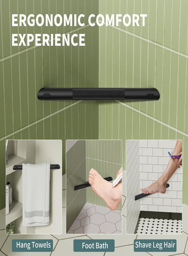 BWE مسند قدمين أسود غير لامع للاستحمام من BWE، مسند قدمين زاوية من الفولاذ المقاوم للصدأ لحلاقة الساقين، مسند قدمين مانع للانزلاق ومُحزّز، مسند قدمين مثبت على الحائط للحلاقة في الحمام - Image 3