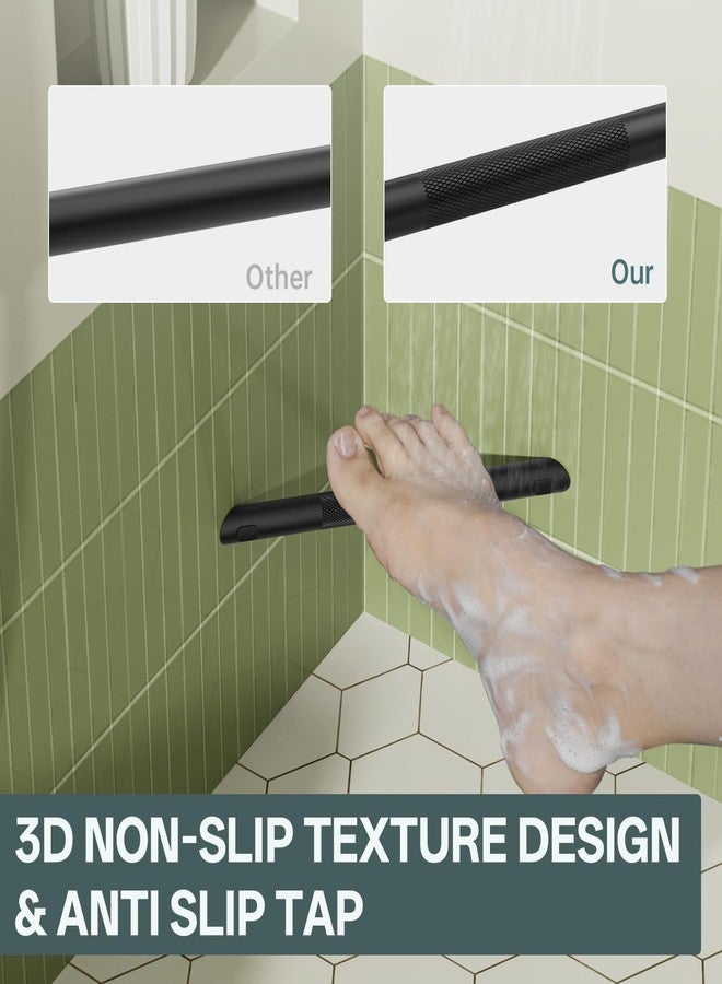 BWE مسند قدمين أسود غير لامع للاستحمام من BWE، مسند قدمين زاوية من الفولاذ المقاوم للصدأ لحلاقة الساقين، مسند قدمين مانع للانزلاق ومُحزّز، مسند قدمين مثبت على الحائط للحلاقة في الحمام - Image 4