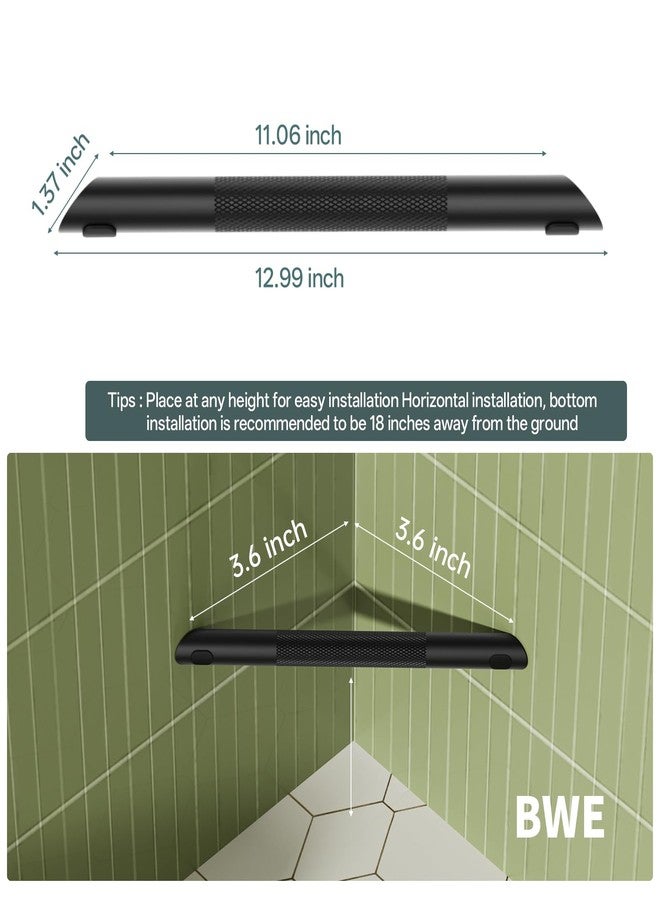 BWE مسند قدمين أسود غير لامع للاستحمام من BWE، مسند قدمين زاوية من الفولاذ المقاوم للصدأ لحلاقة الساقين، مسند قدمين مانع للانزلاق ومُحزّز، مسند قدمين مثبت على الحائط للحلاقة في الحمام - Image 5