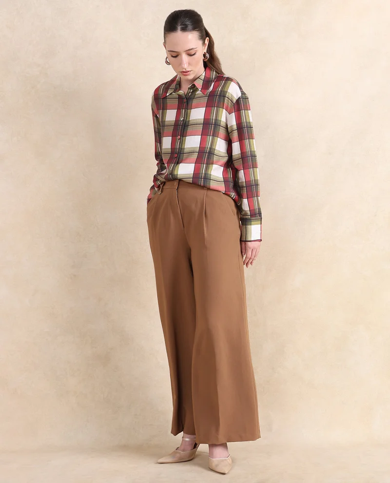 Rareism Women's Wide Fit Ankle Length Trousers