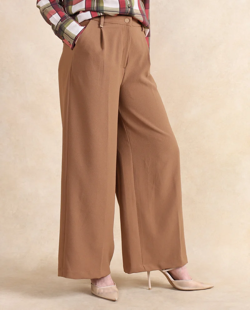 Rareism Women's Wide Fit Ankle Length Trousers