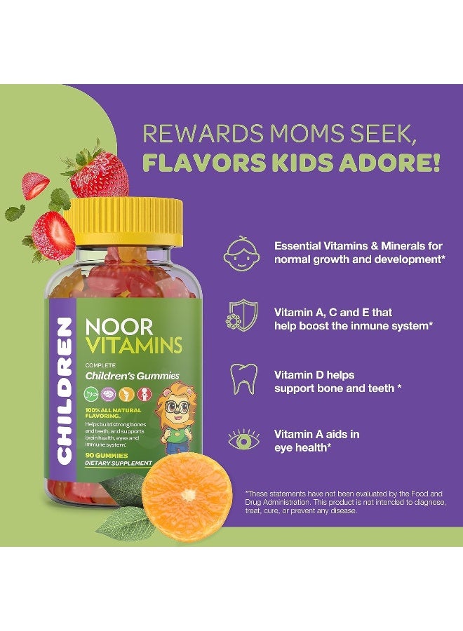 Noor Vitamins Halal Vitamins, Kids Vitamins, Kids Multivitamin Gummies : Vitamin C For Kids, D3, And Zinc For Immunity, B6 B12 For Energy. Non-Gmo, Halal Gummies - 90 Count Gummy Vitamins For Kids - Image 3