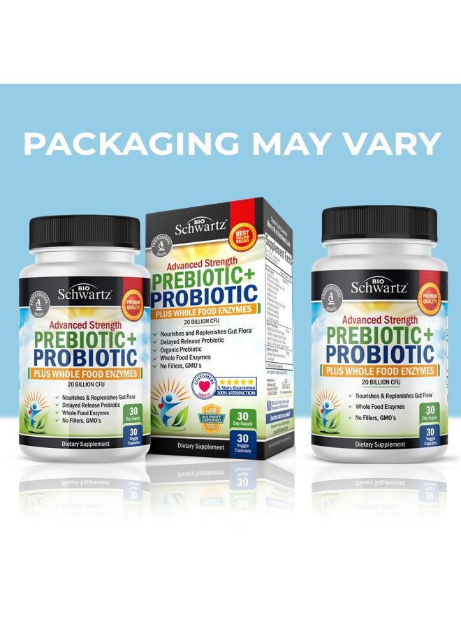 BioSchwartz Prebiotics and Probiotics with Whole Food Enzymes for Adults Women & Men - Probiotics Lactobacillus Acidophilus - Digestive Health Capsules Shelf Stable Supplement - Non-GMO Gluten & Dairy Free -30ct - Image 2