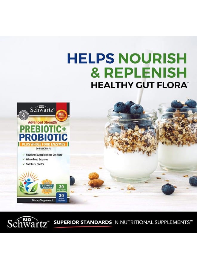 BioSchwartz Prebiotics and Probiotics with Whole Food Enzymes for Adults Women & Men - Probiotics Lactobacillus Acidophilus - Digestive Health Capsules Shelf Stable Supplement - Non-GMO Gluten & Dairy Free -30ct - Image 3