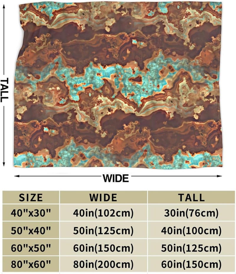 Brown Aqua Turquoise Green Geode Marble Flannel 60"X50" Blanket - Soft and Light All Season Comfort Blanket - Travel, Home Décor - Image 3