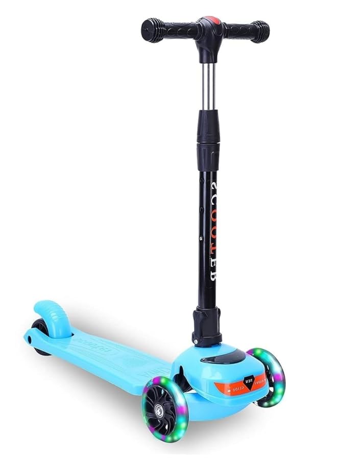 سكاي تاتش سكوتر للأطفال بثلاث عجلات قابل للطي للركل للأولاد والبنات من سن 3 إلى 14 عامًا، ارتفاع قابل للتعديل، ميل للتوجيه، سطح غير قابل للانزلاق، سكوتر دفع خفيف الوزن للأطفال - Image 1