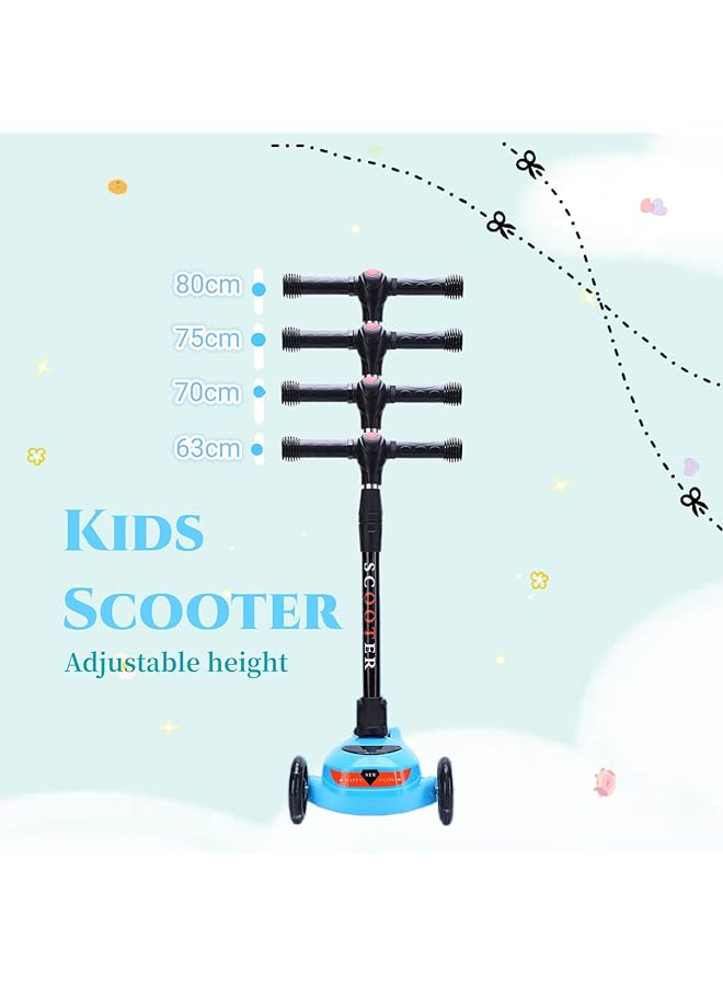 سكاي تاتش سكوتر للأطفال بثلاث عجلات قابل للطي للركل للأولاد والبنات من سن 3 إلى 14 عامًا، ارتفاع قابل للتعديل، ميل للتوجيه، سطح غير قابل للانزلاق، سكوتر دفع خفيف الوزن للأطفال - Image 3