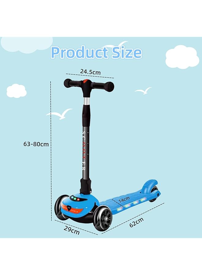 سكاي تاتش سكوتر للأطفال بثلاث عجلات قابل للطي للركل للأولاد والبنات من سن 3 إلى 14 عامًا، ارتفاع قابل للتعديل، ميل للتوجيه، سطح غير قابل للانزلاق، سكوتر دفع خفيف الوزن للأطفال - Image 5