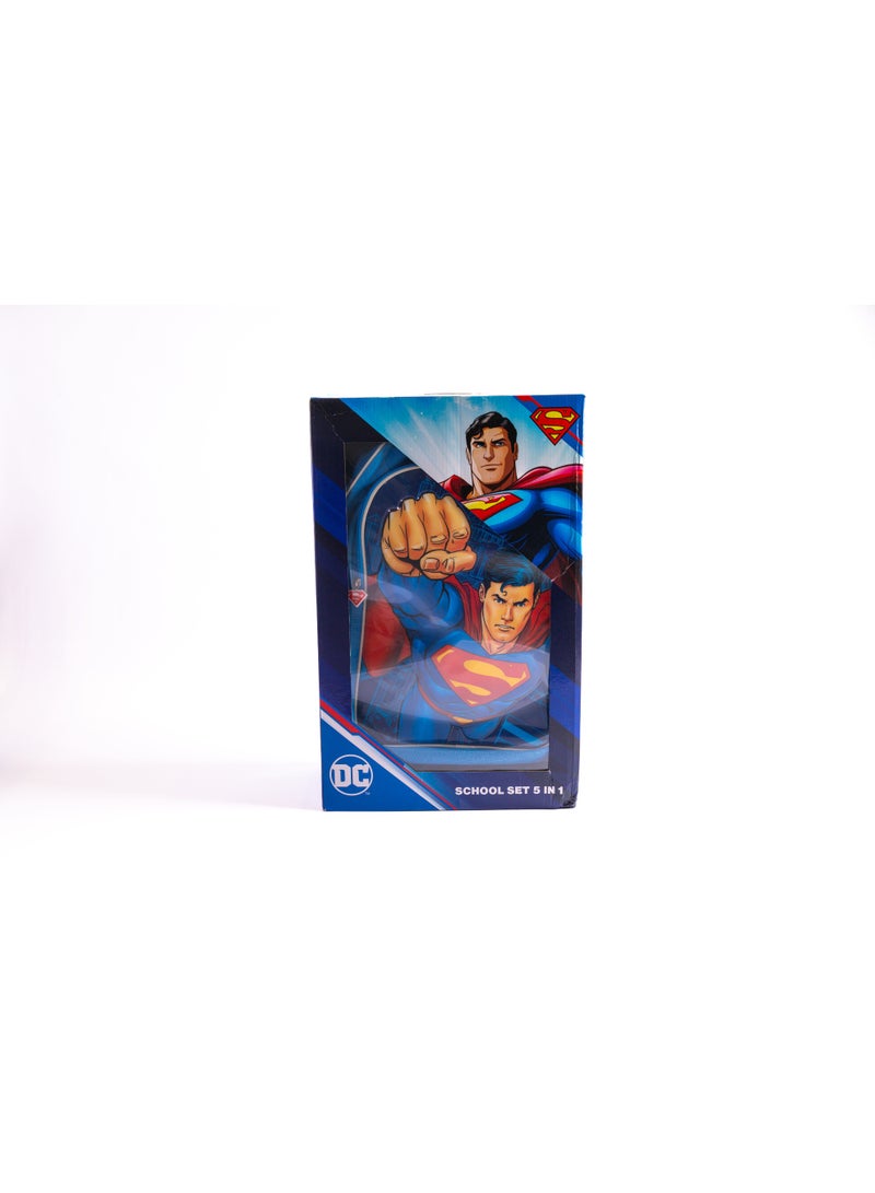 سوبر مان مجموعة حقائب ترولي مقاس 18 بوصة من سوبرمان - تتضمن حقيبة غداء ومقلمة وزجاجة مياه وصندوق غداء - أزرق - Image 3