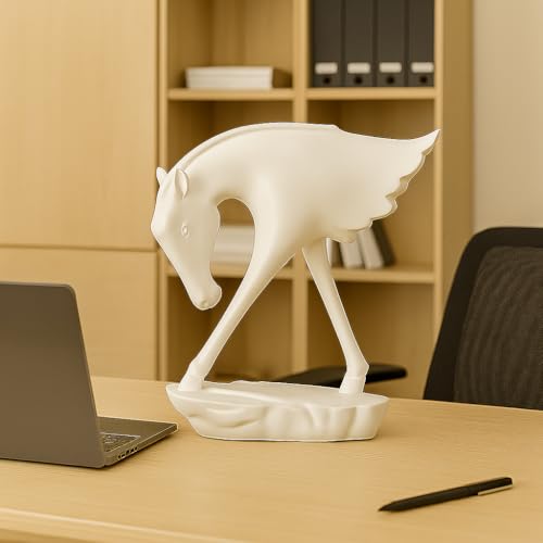 Xtore Elegant White Horse Artefact for Home and Office Décor (Pack of 1, White) - Image 3