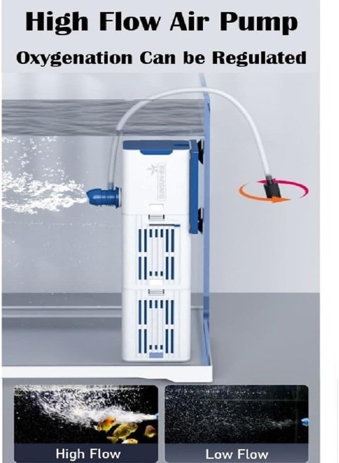 فلتر داخلي من سلسلة VAYINATO YQP لأحواض أسماك الزينة | هادئ للغاية ~30 ديسيبل | ترشيح متعدد الطبقات | استهلاك منخفض للطاقة (YQP-300F | 3 واط | 370 لتر/ساعة) - Image 3