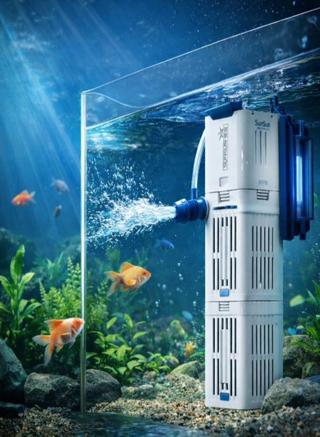 فلتر داخلي من سلسلة VAYINATO YQP لأحواض أسماك الزينة | هادئ للغاية ~30 ديسيبل | ترشيح متعدد الطبقات | استهلاك منخفض للطاقة (YQP-300F | 3 واط | 370 لتر/ساعة) - Image 1