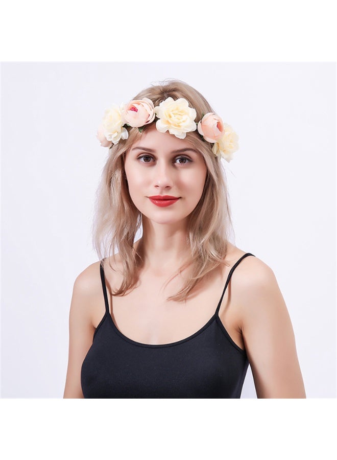 إكليل زهور الورد القابل للتعديل تاج زهور الزفاف إكليل الزهور البوهيمي للنساء - Image 1