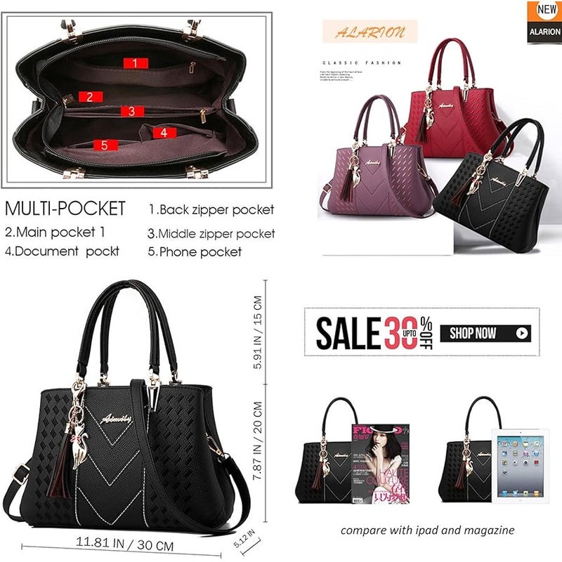 ALARION Womens Purses and Handbags Shoulder Bag Ladies Designer Satchel Messenger Tote Bag | Ladies - Image 4