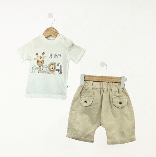 FOR MY BABY Baby Fou Thin Linen Shirt 3 Piece Set - Image 2