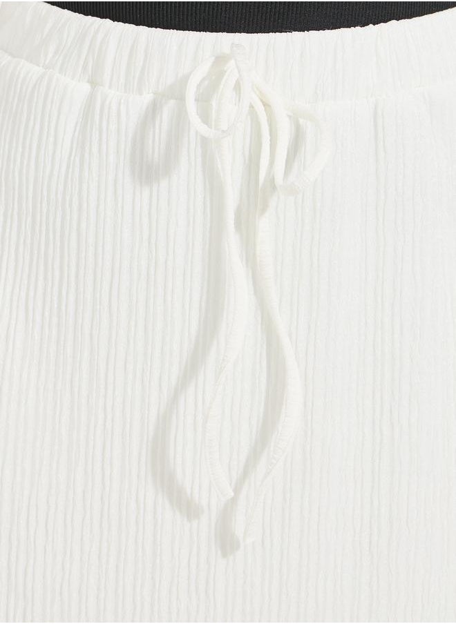 Solid Ribbed Skort with Elasticated Waist