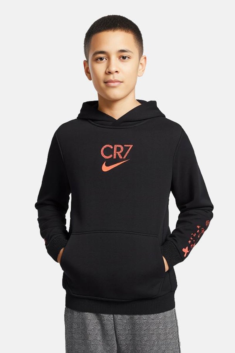 Nike ملابس رياضية للأطفال الأولاد تناسب هوديي كرة القدم نادي CR7، أسود - Image 1